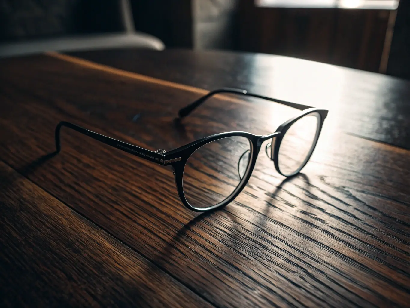 A person wearing rimless eyeglasses with a focus on the lightweight and minimalist design. The background is a bright, airy studio, emphasizing the glasses' transparency and unobtrusive nature. The image highlights the clarity of vision and the comfort of wearing rimless frames.